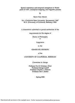 Spatial Experience and Temporal Metaphors in Wolof: Point of View, Conceptual Mapping, and Linguistic Practice by Kevin Ezra