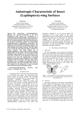 Anisotropic Characteristic of Insect (Lepidoptera) Wing Surfaces