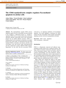 The CD44 Standard/Ezrin Complex Regulates Fas-Mediated Apoptosis in Jurkat Cells