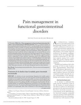Pain Management in Functional Gastrointestinal Disorders