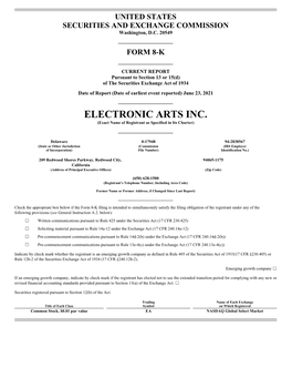 ELECTRONIC ARTS INC. (Exact Name of Registrant As Specified in Its Charter)