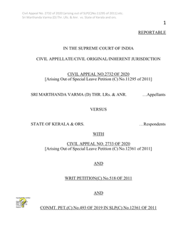 Reportable in the Supreme Court of India Civil