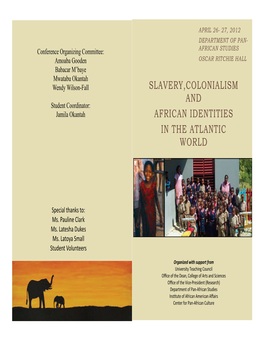 Slavery,Colonialism and African Identities in The