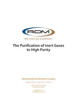 The Purification of Inert Gases to High Purity