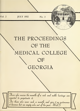 The Proccedings of the Medical College of Georgia