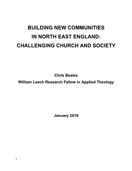 Building New Communities in North East England: Challenging Church and Society