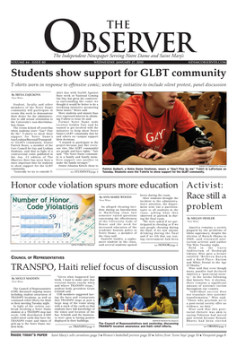 Students Show Support for GLBT Community T-Shirts Worn in Response to Offensive Comic; Week-Long Initiative to Include Silent Protest, Panel Discussion