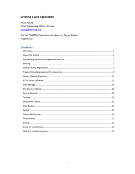 Creating a Web Application Contents