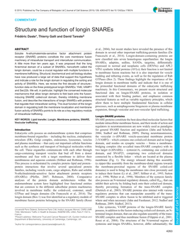 Structure and Function of Longin Snares Frédéric Daste*, Thierry Galli and David Tareste‡