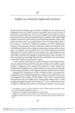 26 English Law (Sixteenth–Eighteenth Centuries)