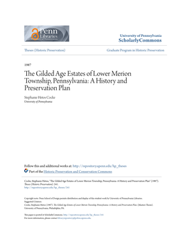 The Gilded Age Estates of Lower Merion Township, Pennsylvania: a History and Preservation Plan