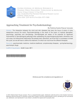 Approaching Treatment for Psychodermatology