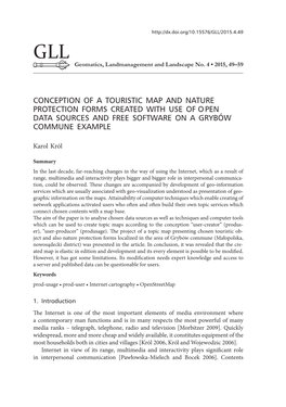 Conception of a Touristic MAP and Nature Protection Forms Created with Use of Open Data Sources and Free Software on a Grybów Commune Example
