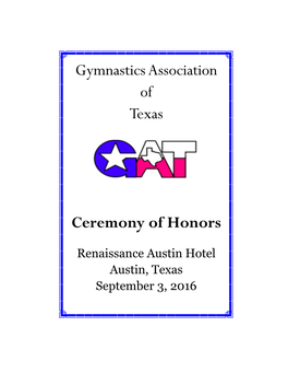 Gymnastics Association of Texas Ceremony of Honors