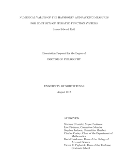 Numerical Values of the Hausdorff and Packing Measures for Limit