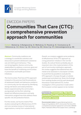 Communities That Care (CTC): a Comprehensive Prevention Approach for Communities