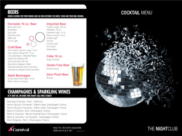 The Nightclub Cocktail Menu