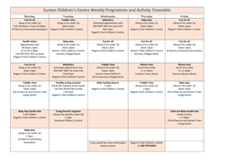 Euston Children's Centre Weekly Programme and Activity Timetable
