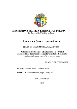 Universidad Técnica Particular Deloja Área Biológica Y Biomédica