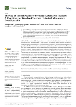 The Use of Virtual Reality to Promote Sustainable Tourism: a Case Study of Wooden Churches Historical Monuments from Romania