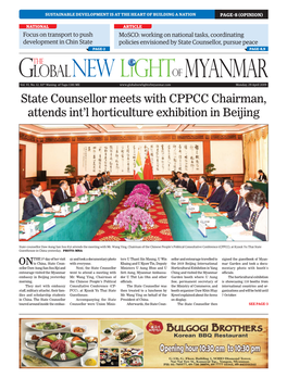 State Counsellor Meets with CPPCC Chairman, Attends Int'l
