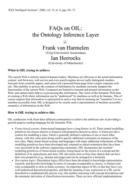 The Ontology Inference Layer Frank Van Harmelen Ian Horrocks