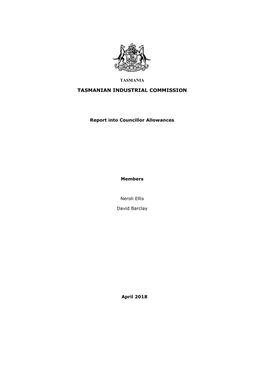 Tasmanian Industrial Commission Report Into Councillor Allowances