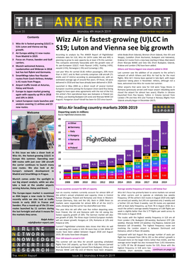 Wizz Air Is Fastest-Growing (U)LCC in 1 Wizz Air Is Fastest-Growing (U)LCC in S19; Luton and Vienna See Big Growth