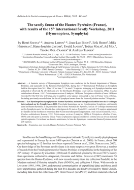 The Sawfly Fauna of the Hautes-Pyrénées