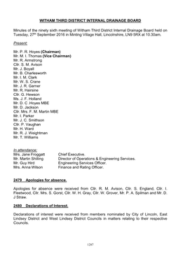 The Witham First District Internal Drainage Board