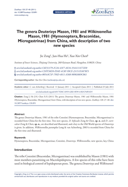 The Genera Deuterixys Mason, 1981 and Wilkinsonellus Mason, 1981 (Hymenoptera, Braconidae, Microgastrinae) from China, with Description of Two New Species