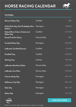 Horse Racing Calendar