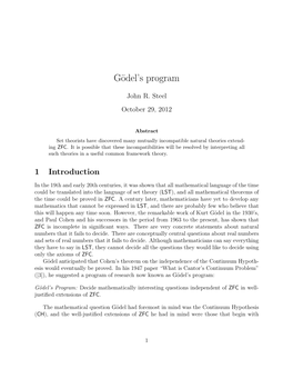 Gödel's Program