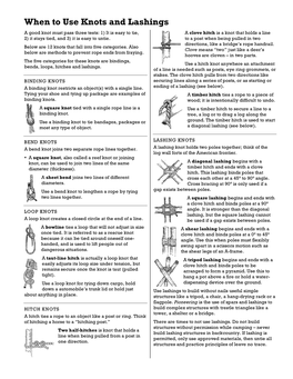 When to Use Knots and Lashings