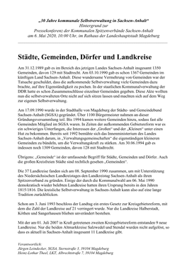 Städte, Gemeinden, Dörfer Und Landkreise