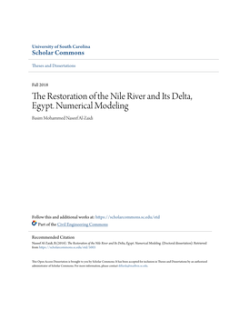 The Restoration of the Nile River and Its Delta, Egypt. Numerical Modeling Basim Mohammed Naseef Al-Zaidi