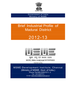 Brief Industrial Profile of Madurai District