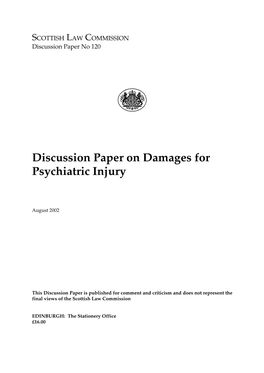 Damages for Psychiatric Injury Discussion Paper