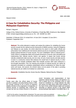 A Case for Cohabitative Security: the Philippine and Malaysian Experience