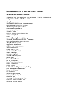 Employer Representative for Non-Local Authority Employers List