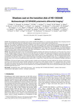 Shadows Cast on the Transition Disk of HD 135344B Multiwavelength VLT/SPHERE Polarimetric Differential Imaging?