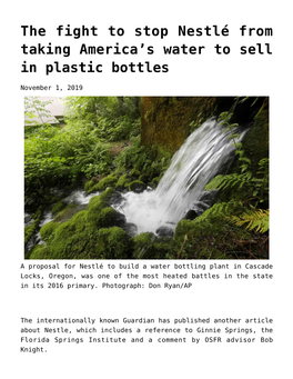 The Fight to Stop Nestlé from Taking America&