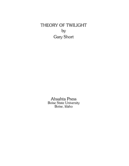 THEORY of TWILIGHT by Gary Short