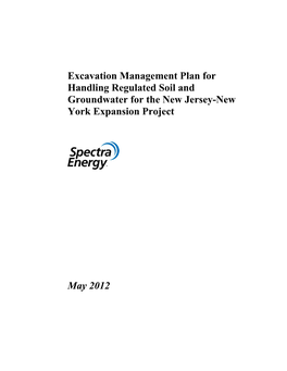 Excavation Management Plan for Handling Regulated Soil and Groundwater for the New Jersey-New York Expansion Project