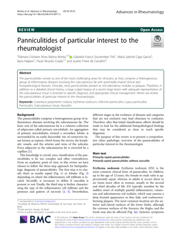 Panniculitides of Particular Interest to the Rheumatologist
