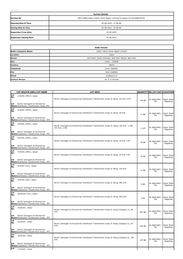 Auction Details Seller Details