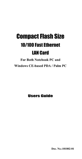 Compactflash 10/100 Fast Ethernet PC Card