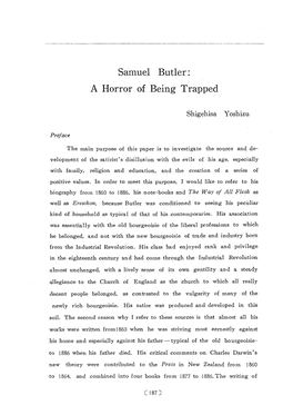 Samuel Butler: a Horror of Being Trapped