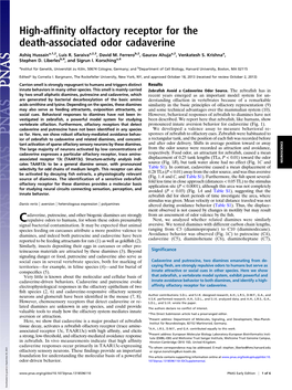 High-Affinity Olfactory Receptor for the Death-Associated Odor Cadaverine