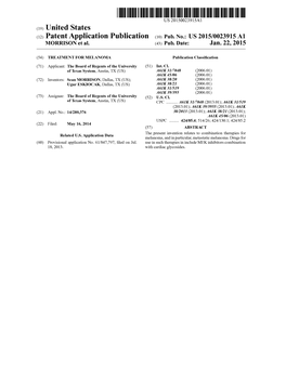 (12) Patent Application Publication (10) Pub. No.: US 2015/0023915 A1 MORRISON Et Al